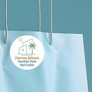 Sticker Rond Beach Real Estate Company Cute Personnalisable