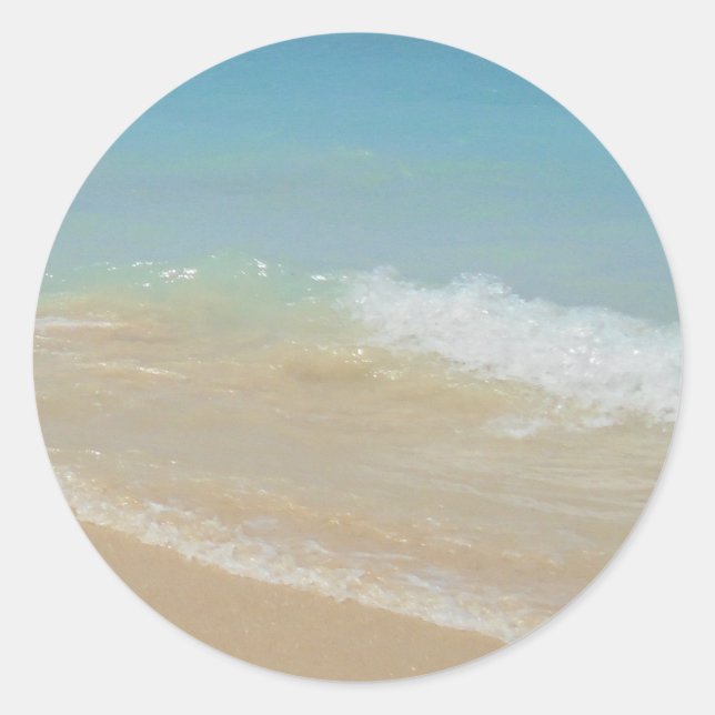 Sticker Rond Beach Sea Waves Blank Seaside Modèle Élégant (Devant)
