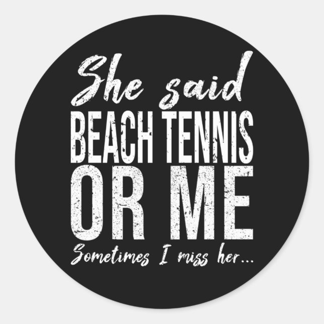 Sticker Rond Beach Tennis drôle de sport cadeau (Devant)