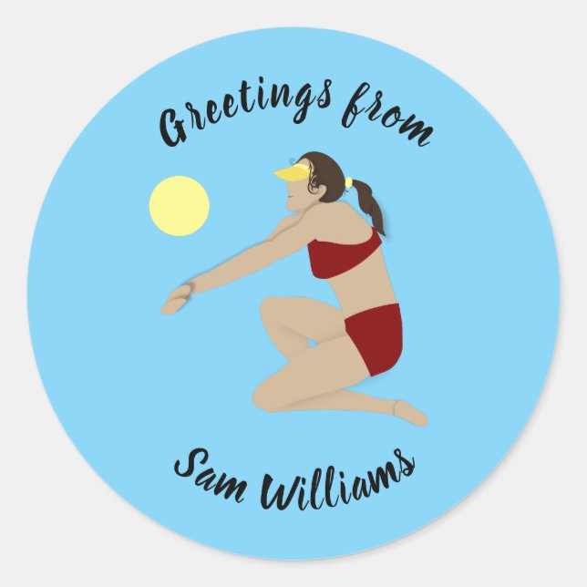 Sticker Rond Beach Volleyball (Devant)