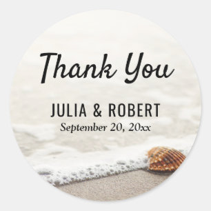 Sticker Rond Beach Waves Merci Mariage