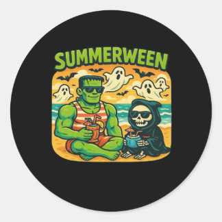 Sticker Rond Beachside Boogeymen - Classe Retro Summerween Vibe