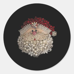 Sticker Rond Bead Christmas Père Noël Star-gemstone-white-xmas