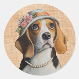 Sticker rond beagle chien classique