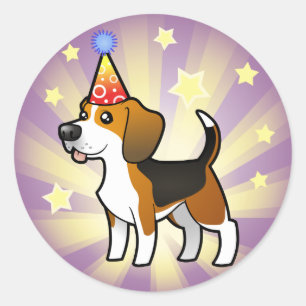Sticker Rond Beagle d'anniversaire