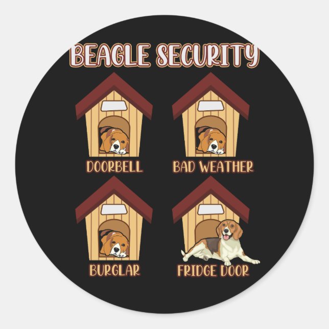 Sticker Rond Beagle de la sécurité Beagle Doorbell Mauvais temp (Devant)