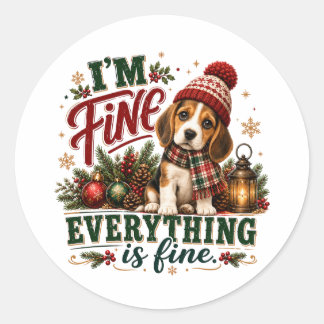 Sticker Rond Beagle Fine Tout Va Bien