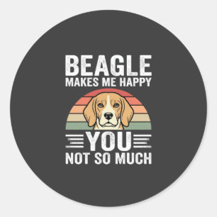 Sticker Rond Beagle Me Rend Heureux Amateur De Chien