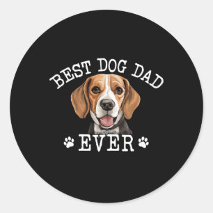 Sticker Rond Beagle Papa Fête des pères Vintage Jamais Amoureux