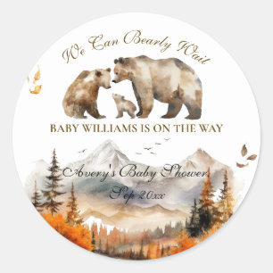 Sticker Rond Bear Adventure Fall Mountain Neutral Baby shower