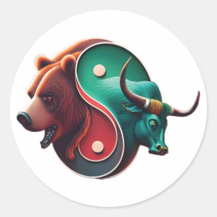 Sticker Rond Bear vs Bull Trading