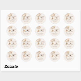 Sticker Rond Bearly Wait Brown Bear Balloon Baby shower