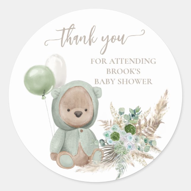 Sticker Rond Bearly Wait Green Boho Bear Favoriser (Devant)