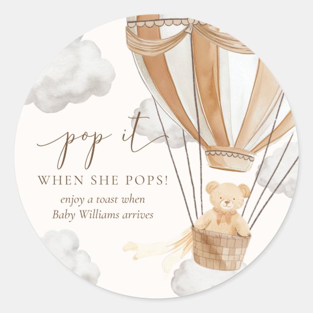 Sticker Rond Bearly Wait Tan Teden Ours Pop It When She Pops (Devant)