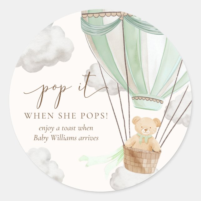 Sticker Rond Bearly Wait Teden Oear Mint Pop It When She Pops (Devant)