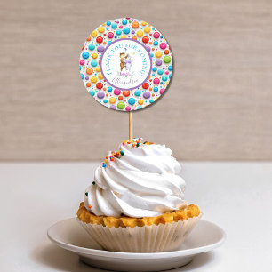 Sticker Rond Bears de forêt mignonne Valse Rainbow Pois