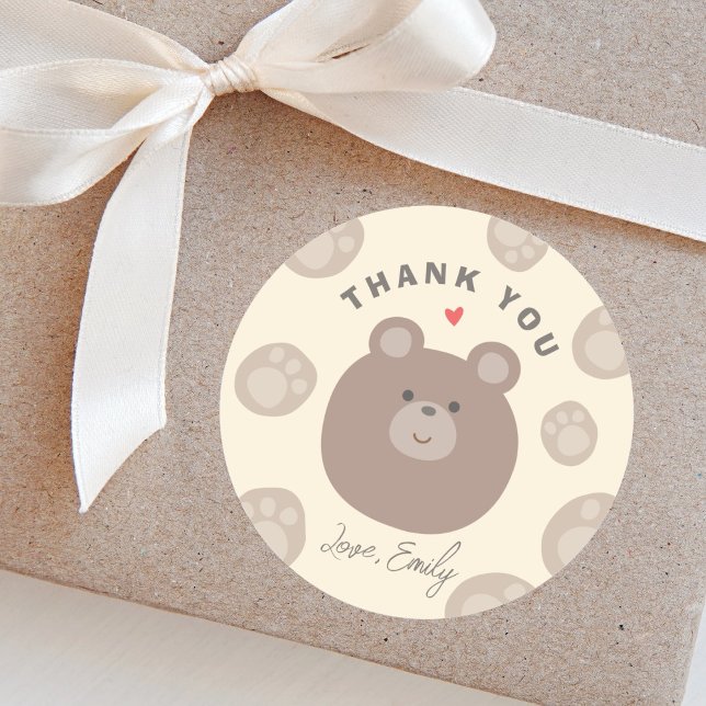 Sticker Rond Beary Cute Brown Teddy Bear Cub Merci (Créateur téléchargé)