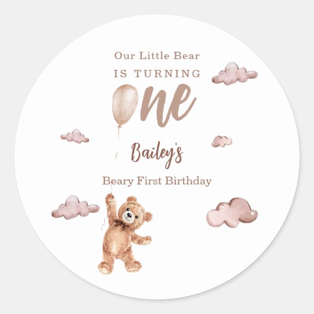 Sticker Rond Beary First Birthday (Devant)