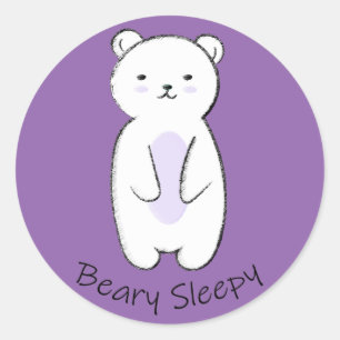 Sticker Rond Béary Sleepy Bear