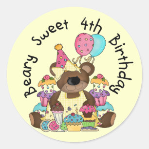 Sticker Rond Beary Sweet 4e anniversaire