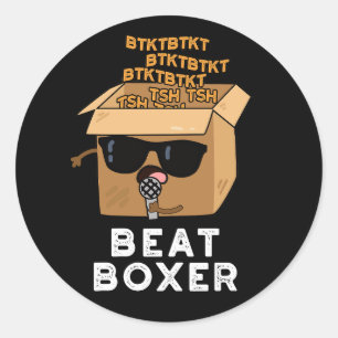 Sticker Rond Beat Boxer Funny Beatboxbox Pun Dark BG