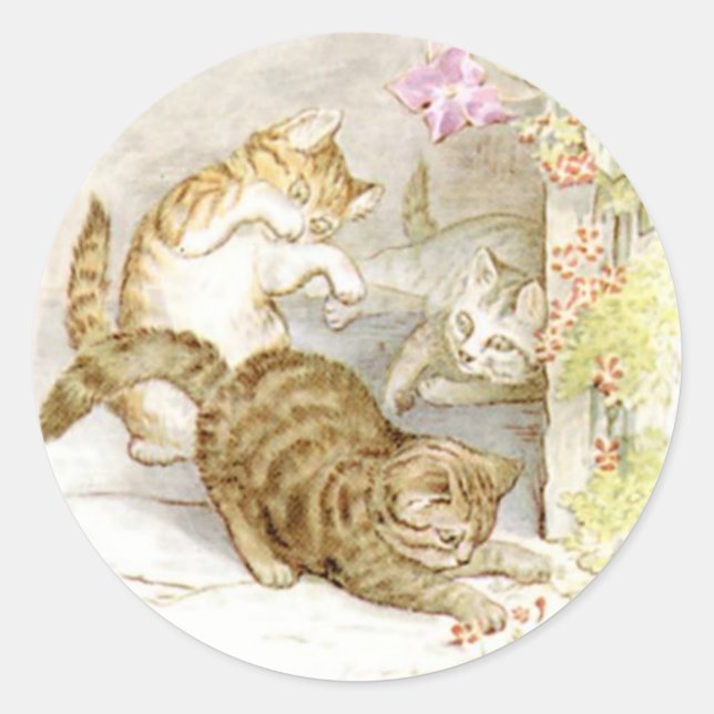 Sticker Rond Béatrix classique Potter Cute Kitten (Devant)