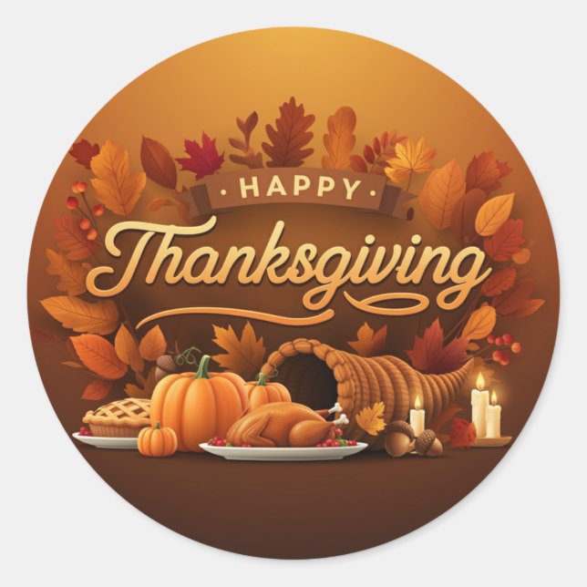 Sticker Rond Beau Bon thanksgiving (Devant)