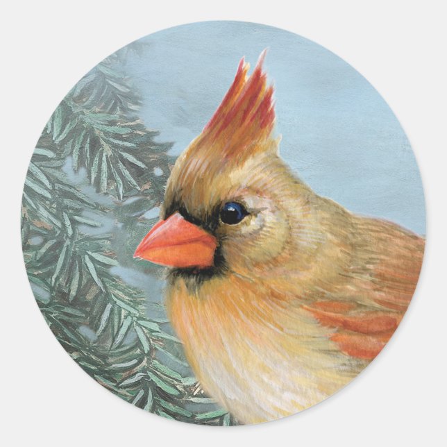 Sticker Rond Beau Cardinal Féminin (Devant)