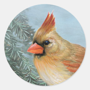Sticker Rond Beau Cardinal Féminin