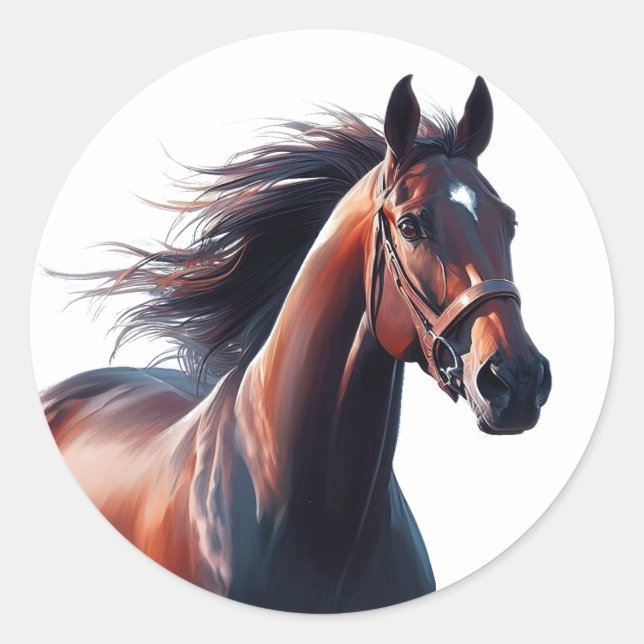 Sticker Rond Beau Cheval Brown Nom personnalisé (Devant)