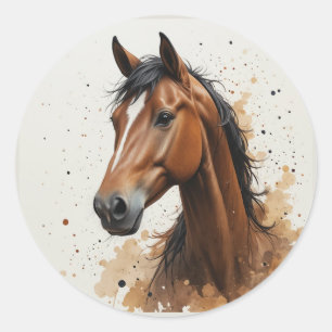 Sticker Rond Beau cheval Morgan Animal Art