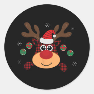 Sticker Rond beau classique hiver rouge de buffle plaid saut