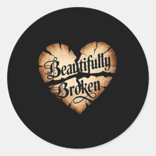 Sticker Rond Beau coeur brisé