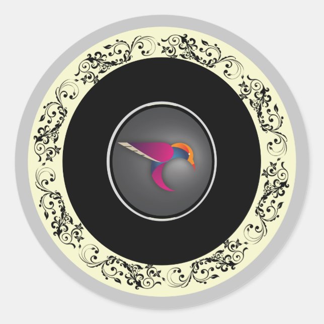 Sticker Rond Beau colibri violet (Devant)