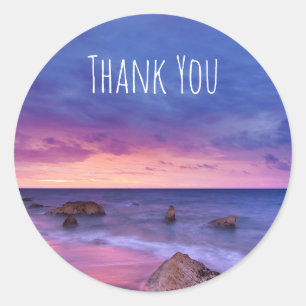 Sticker Rond Beau coucher de soleil Merci photo côtière