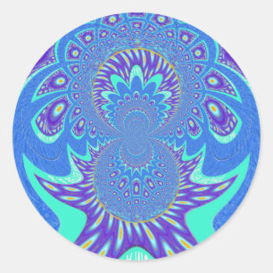 Sticker Rond Beau cyan bleu kaléidoscope vectoriel design