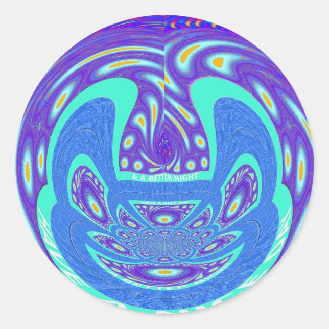Sticker Rond Beau cyan bleu kaléidoscope vectoriel design (Devant)