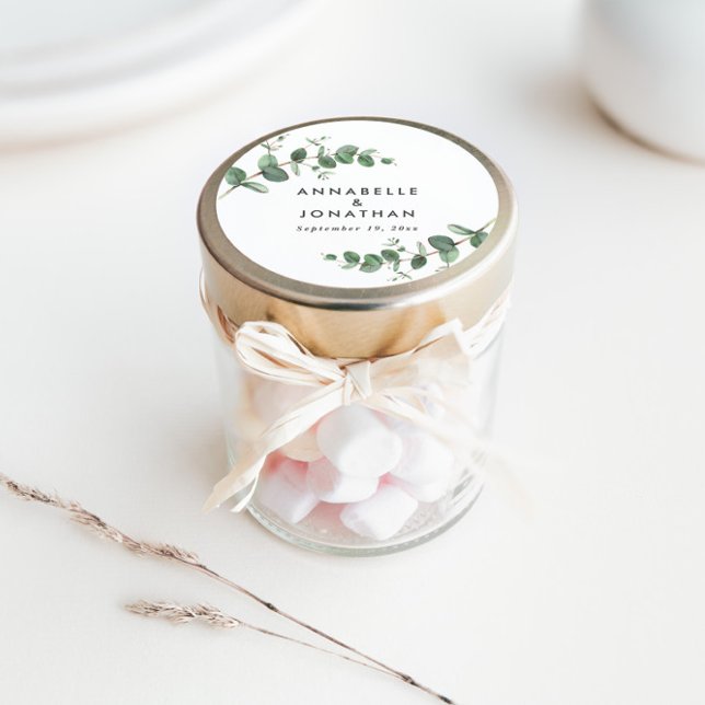 Sticker Rond Beau délicat mariage de feuillage d'eucalyptus (Créateur téléchargé)