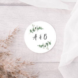 Sticker Rond Beau délicat mariage de feuillage d'eucalyptus