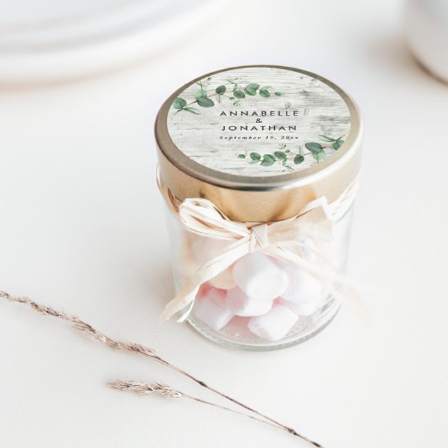 Sticker Rond Beau délicat mariage en bois blanc d'eucalyptus (Créateur téléchargé)