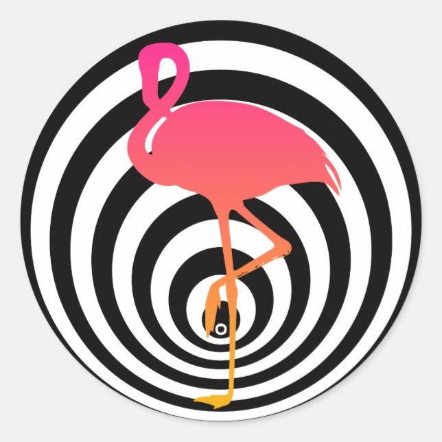 Sticker Rond Beau flamant en cercles (Devant)