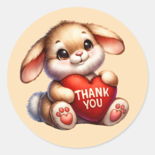 Sticker Rond Beau lapin de Merci