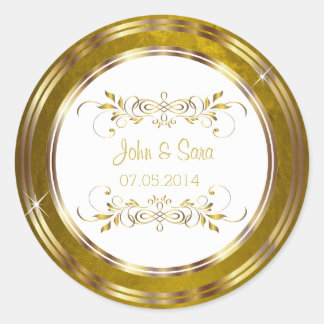 Sticker Rond Beau Mariage Gold Foil Outline
