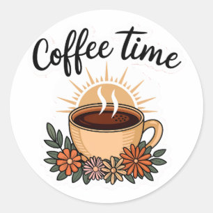Sticker Rond Beau Matin Café Heure