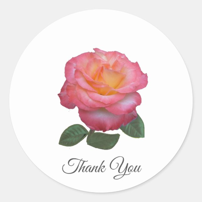 Sticker Rond Beau Merci rose rose classique Sticke rond (Devant)