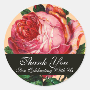 STICKER ROND BEAU MERCI ROSE ROSE ROSE ROSE