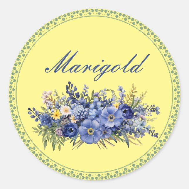 Sticker Rond Beau Modèle Floral, personnalisable, (Devant)