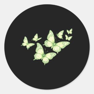 Sticker Rond Beau Papillon Amoureux Papillon Vert Femmes