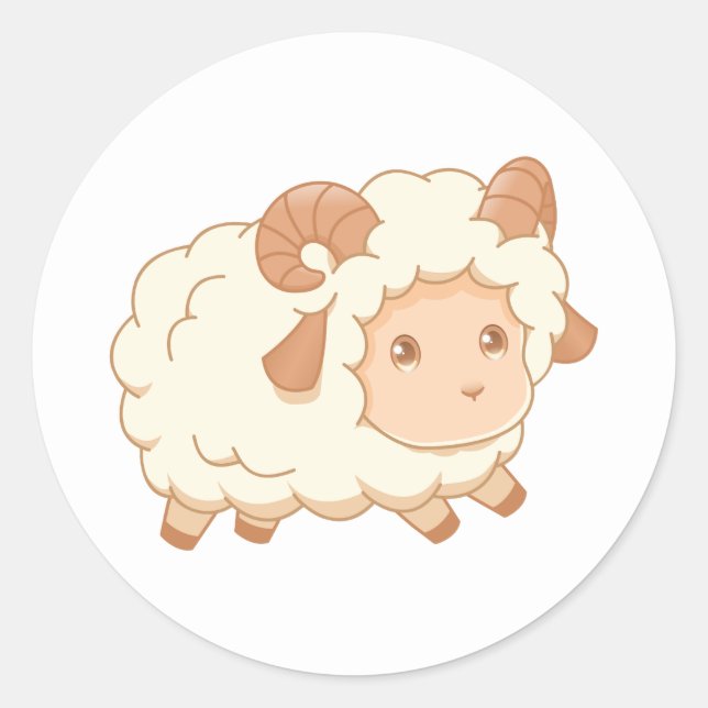 Sticker Rond Beau Petit Bélier (Devant)