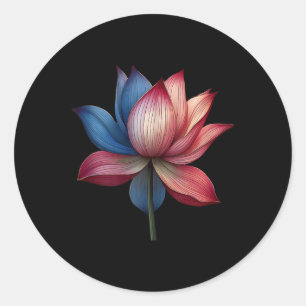 Sticker Rond Beau Rouge Bleu Blanc Lotus Kamala Présidentielle